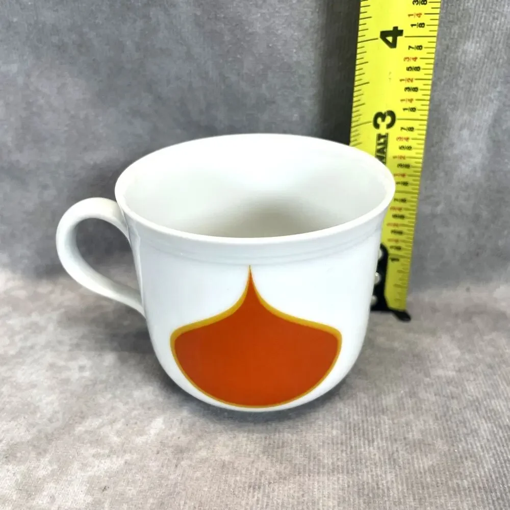 2 RARE Seltmann Weiden Bavaria W. Germany Tea Cup Orange Tear Drop Porcelain MCM